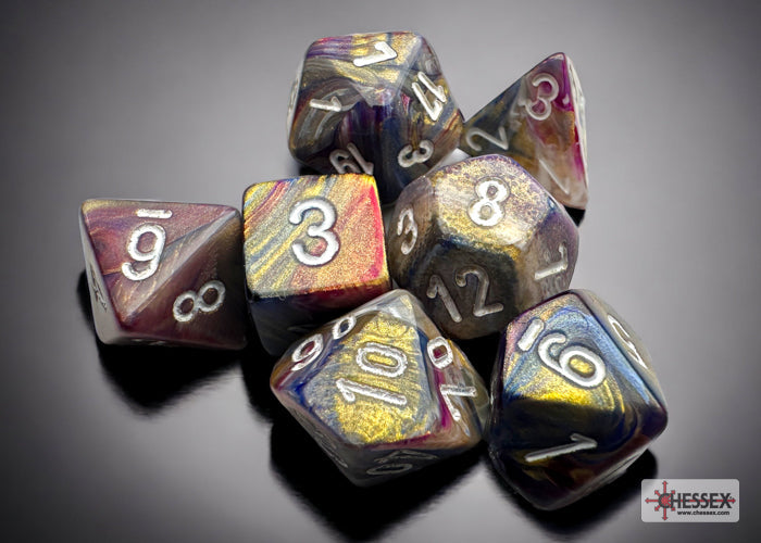 Festive Carousel/white Mini-Polyhedral 7-Die Set (Mini Poly Release 3)