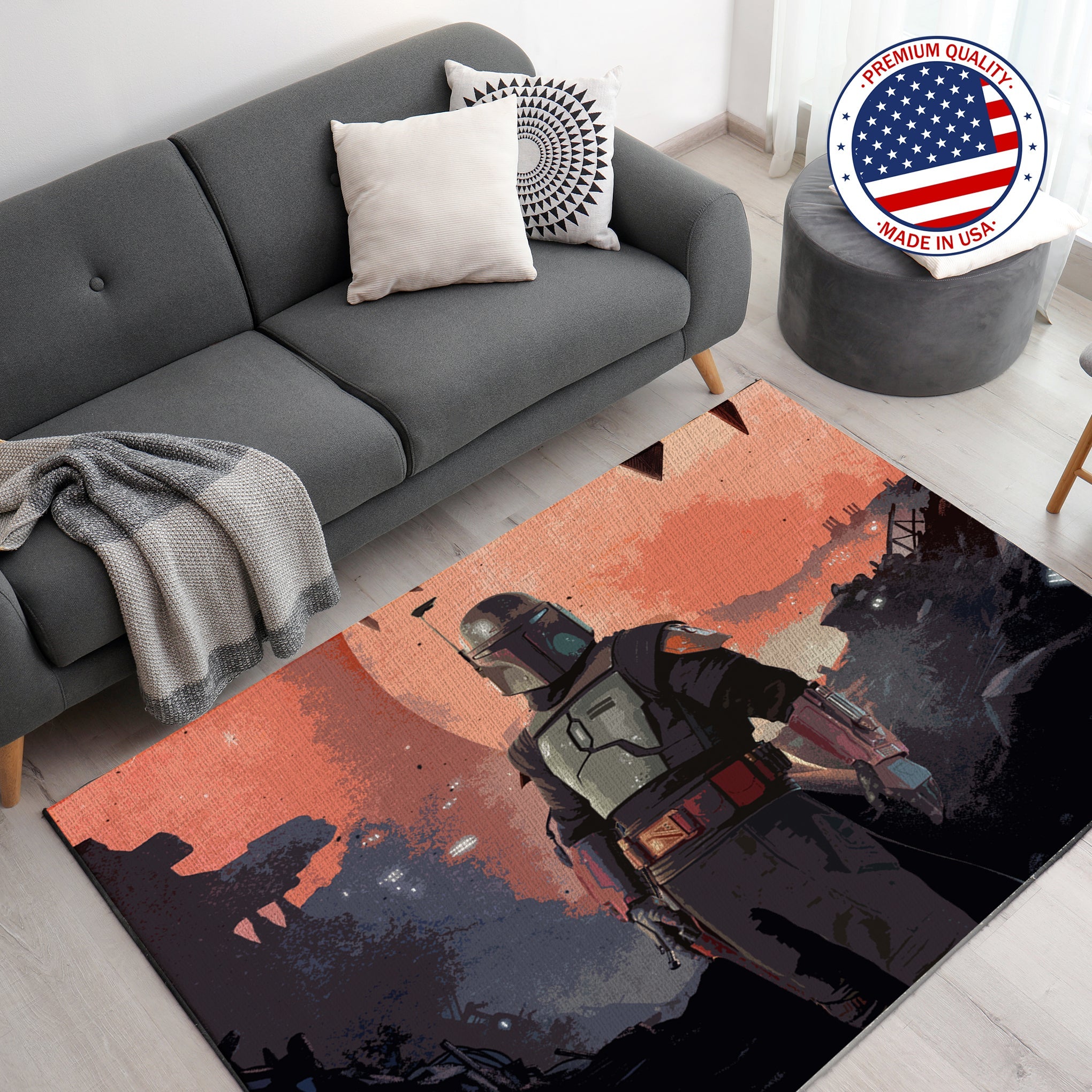 Boba Fett Star Wars inspired Gaming Rug - 62x40 inches