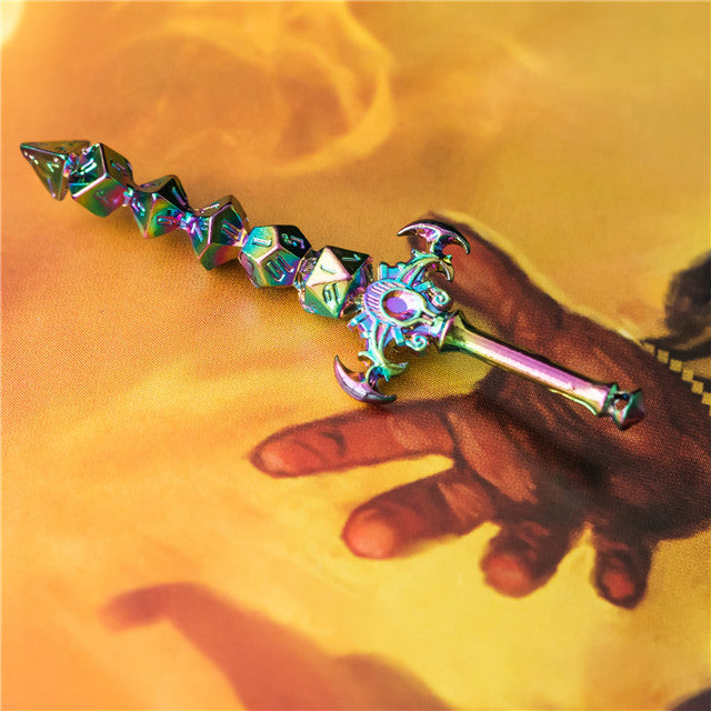 Dice Sword Rainbow 46mm x 9mm Trinket Novelty