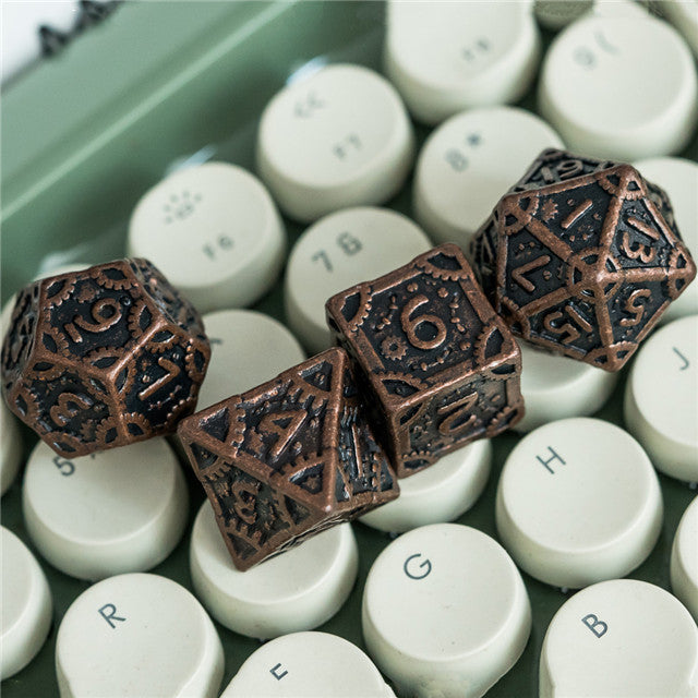 Copper Barrel Plating Vintage Color Punk Steam Metal Dice 7-Dice Udixi RPG