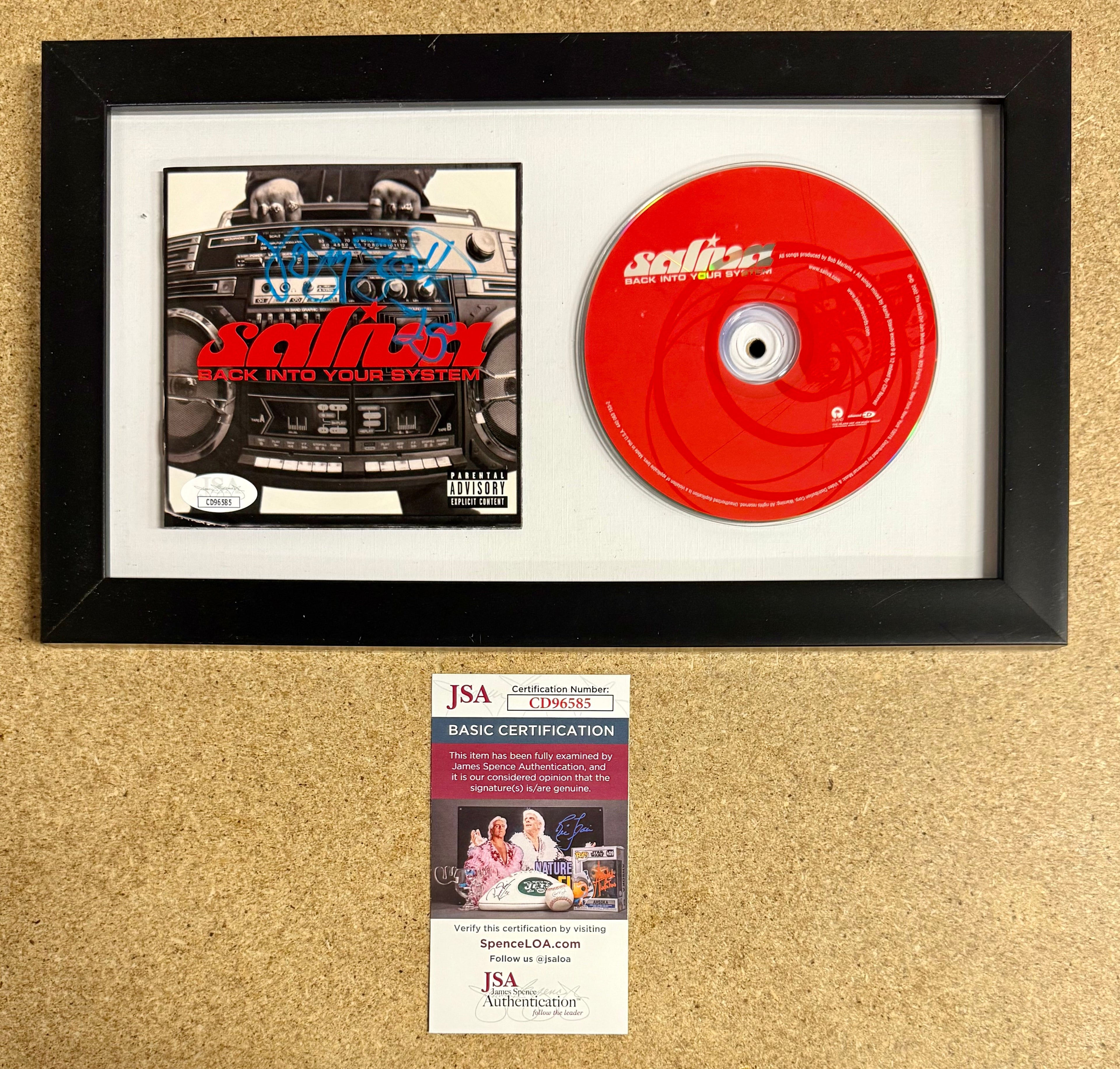 Josey Scott Signed Saliva Back Into Your System” (2002) Framed CD With JSA COA
