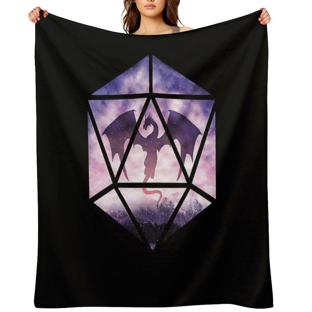 Purple Sky Dragon D20 Throw Blanket