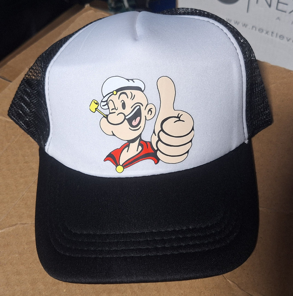 Adjustable Trucker Baseball Cap Featuring Popeye the Sailor Man
