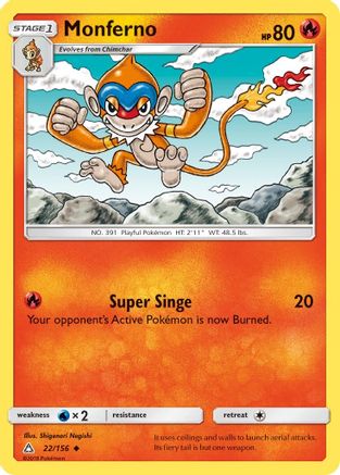 Monferno 022/156 - SM  Ultra Prism Reverse Holofoil