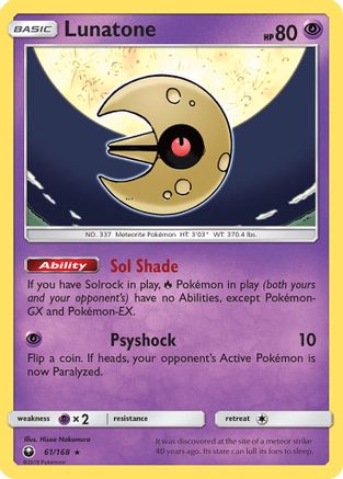 Lunatone 061/168 - SM  Celestial Storm Holofoil