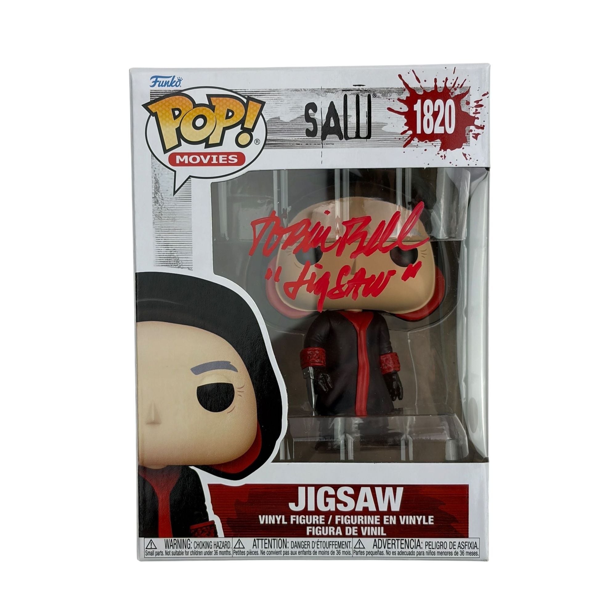 Autographed/Signed Tobin Bell Jigsaw Saw Funko Pop #1820 Movie Figurine Toy JSA COA