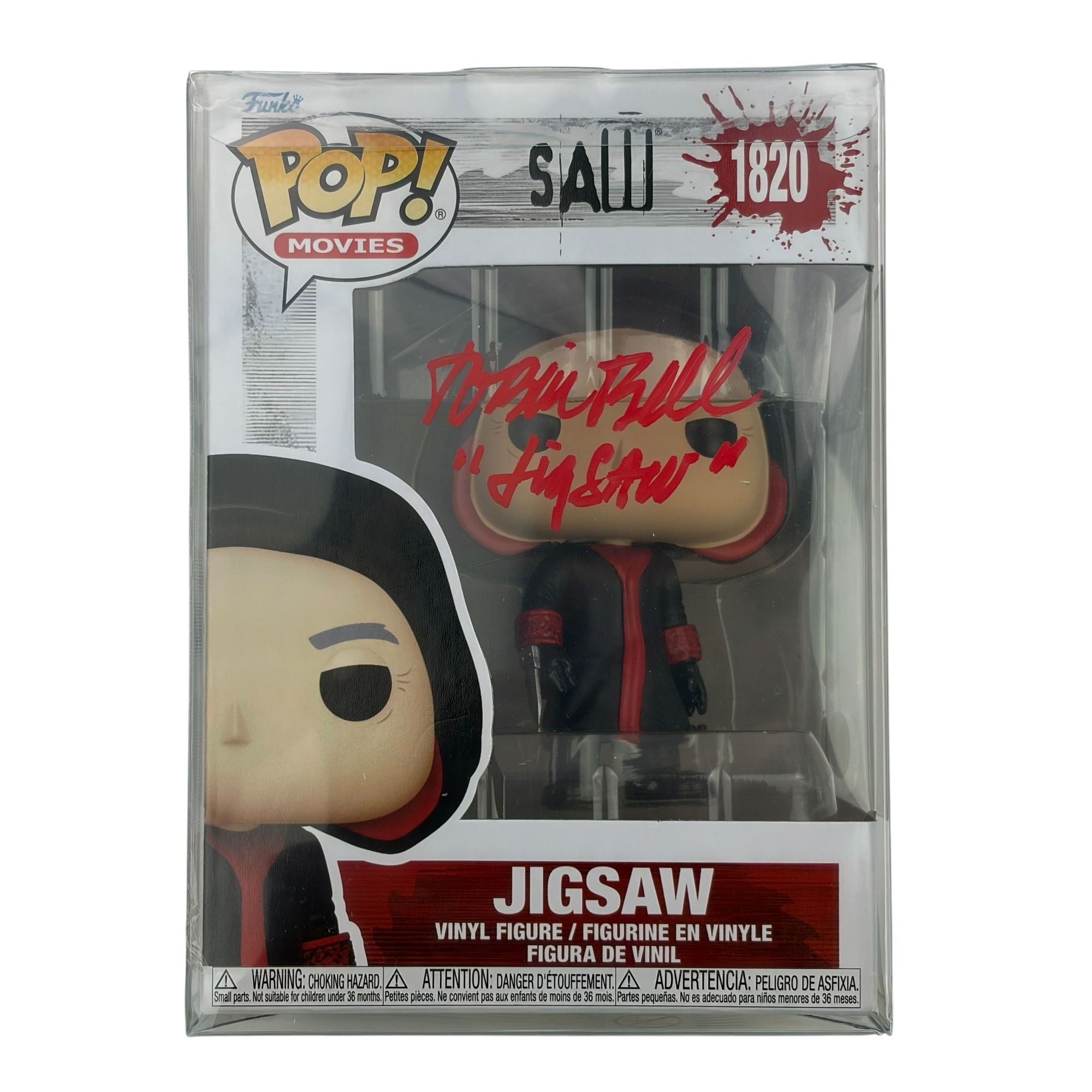 Autographed/Signed Tobin Bell Jigsaw Saw Funko Pop #1820 Movie Figurine Toy JSA COA