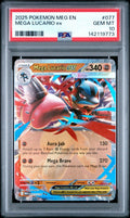 Graded 2025 Pokemon Mega Lucario #077 Trading Card Game PSA 10 Gem Mint