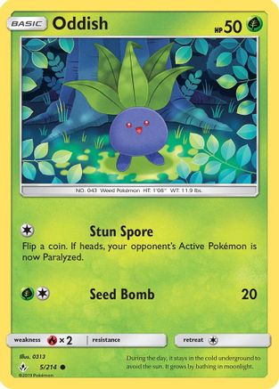 Oddish 005/214 - SM  Unbroken Bonds Reverse Holofoil