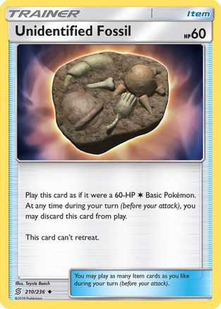 Unidentified Fossil 210/236 - SM  Unified Minds Reverse Holofoil