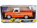1966 Chevrolet C10 Fleetside Pickup Truck Lowrider Orange Metallic with White Top "Get Low" Series 1/24 Diecast Model Car by Motormax  free shipping USA