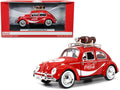 1966 Volkswagen Beetle Red "Enjoy Coca-Cola" with Roof Rack and Accessories 1/24 Diecast Model Car by Motor City Classics  free shipping USA