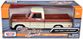 1969 Ford F-100 Pickup Truck Brown Metallic and Cream "Timeless Legends" 1/24 Diecast Model Car by Motormax  free shipping USA