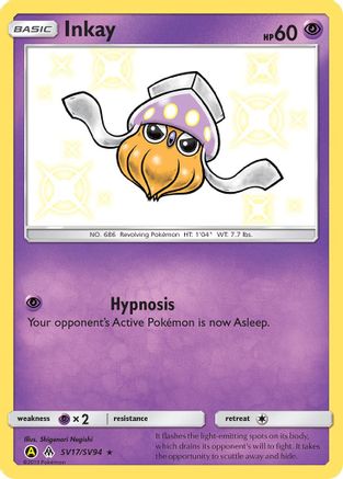Inkay SV17/SV94 - Hidden Fates Shiny Vault Holofoil