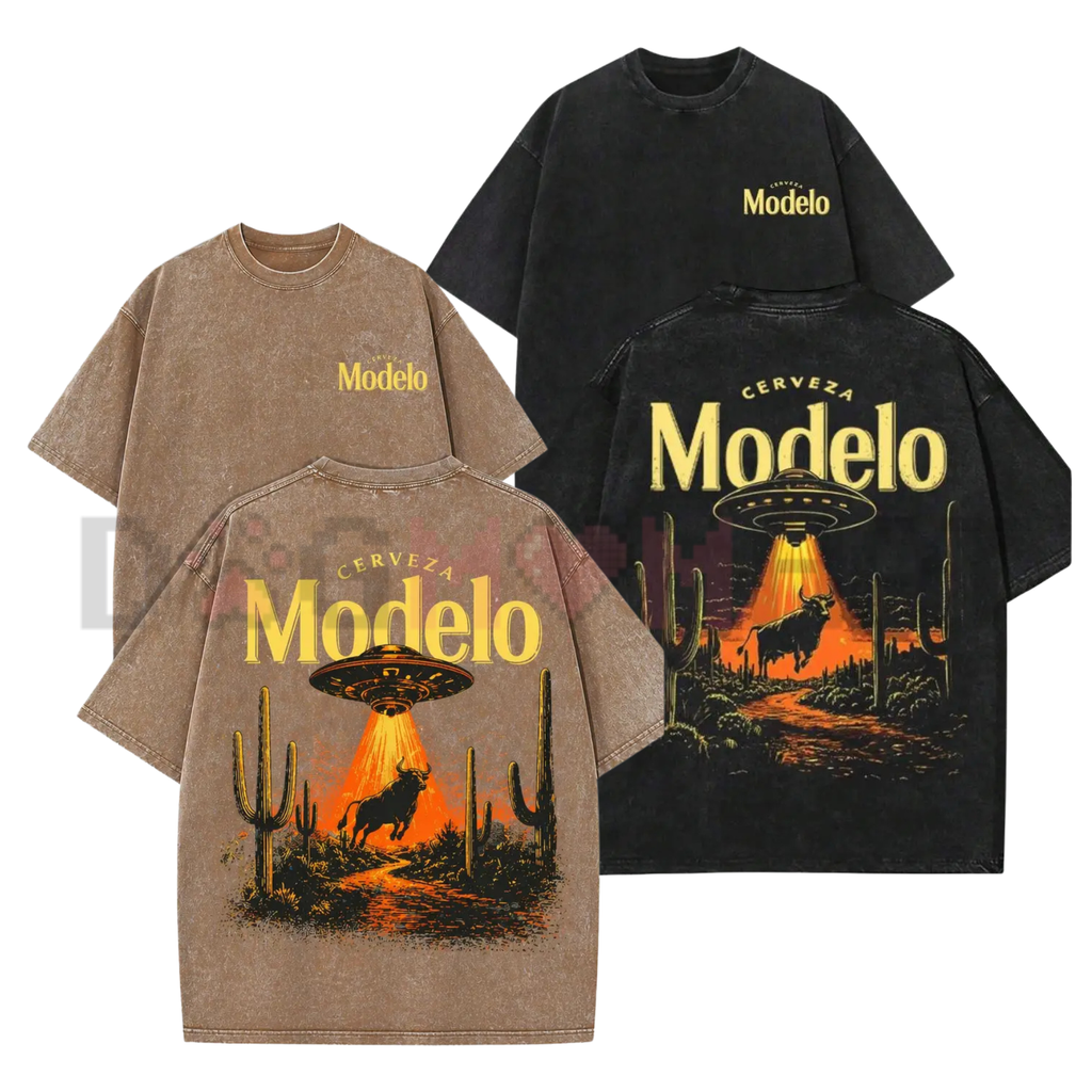 Retro Cerveza Modelo UFO Abduction T-Shirt