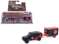 2012 Jeep Wrangler Unlimited "Diablo Sport" Black with Red Graphics and Small Cargo Trailer "Hitch & Tow" Series 33 1/64 Diecast Model Cars by Greenlight  free shipping USA