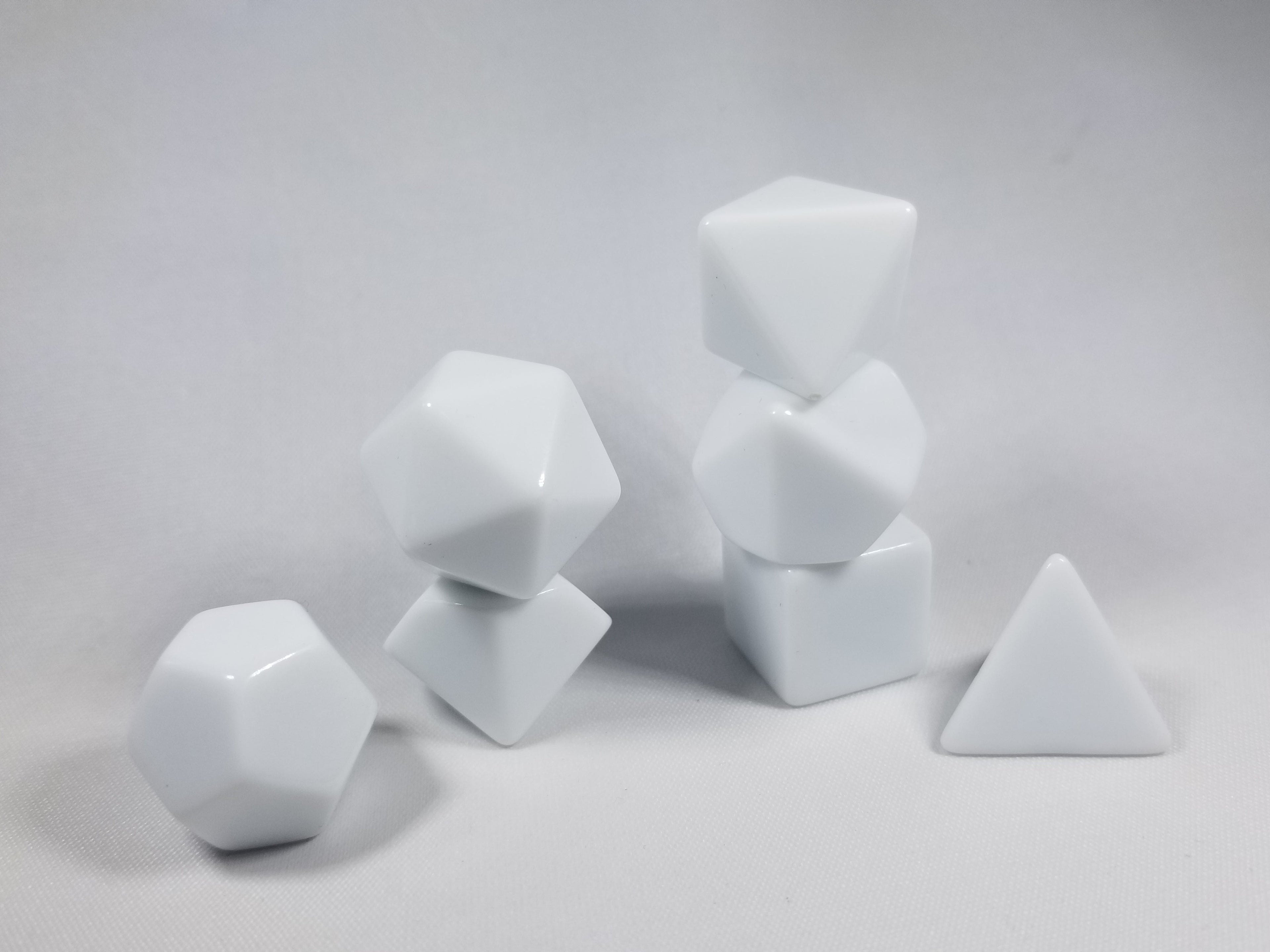 White Blank 7-Dice Set d4, d6, d8, d10, d12, d20 for Customization Ready DIY Bescon