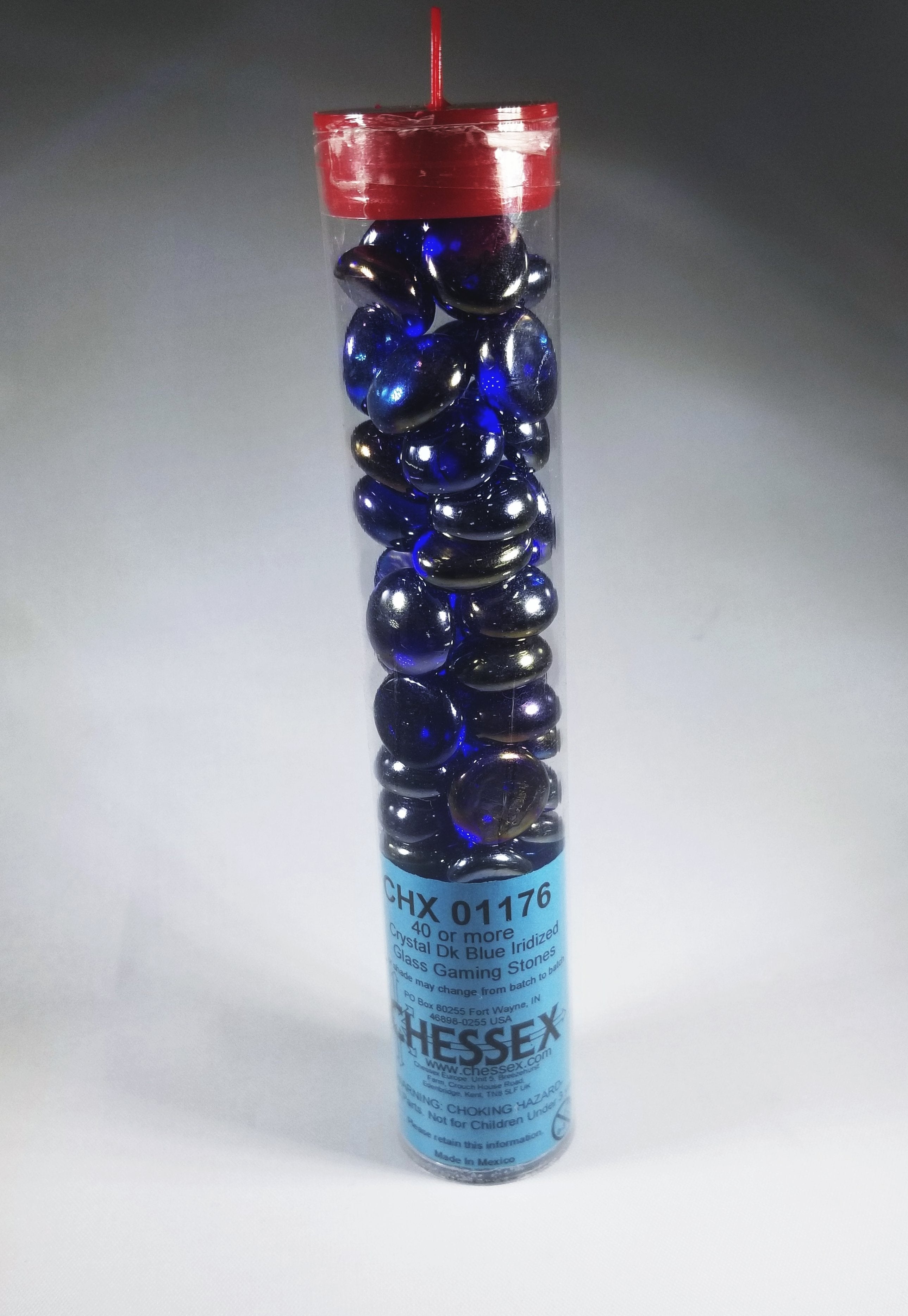 40+ Crystal Dk Blue Iridized Glass Gaming Stones Counters by Chessex