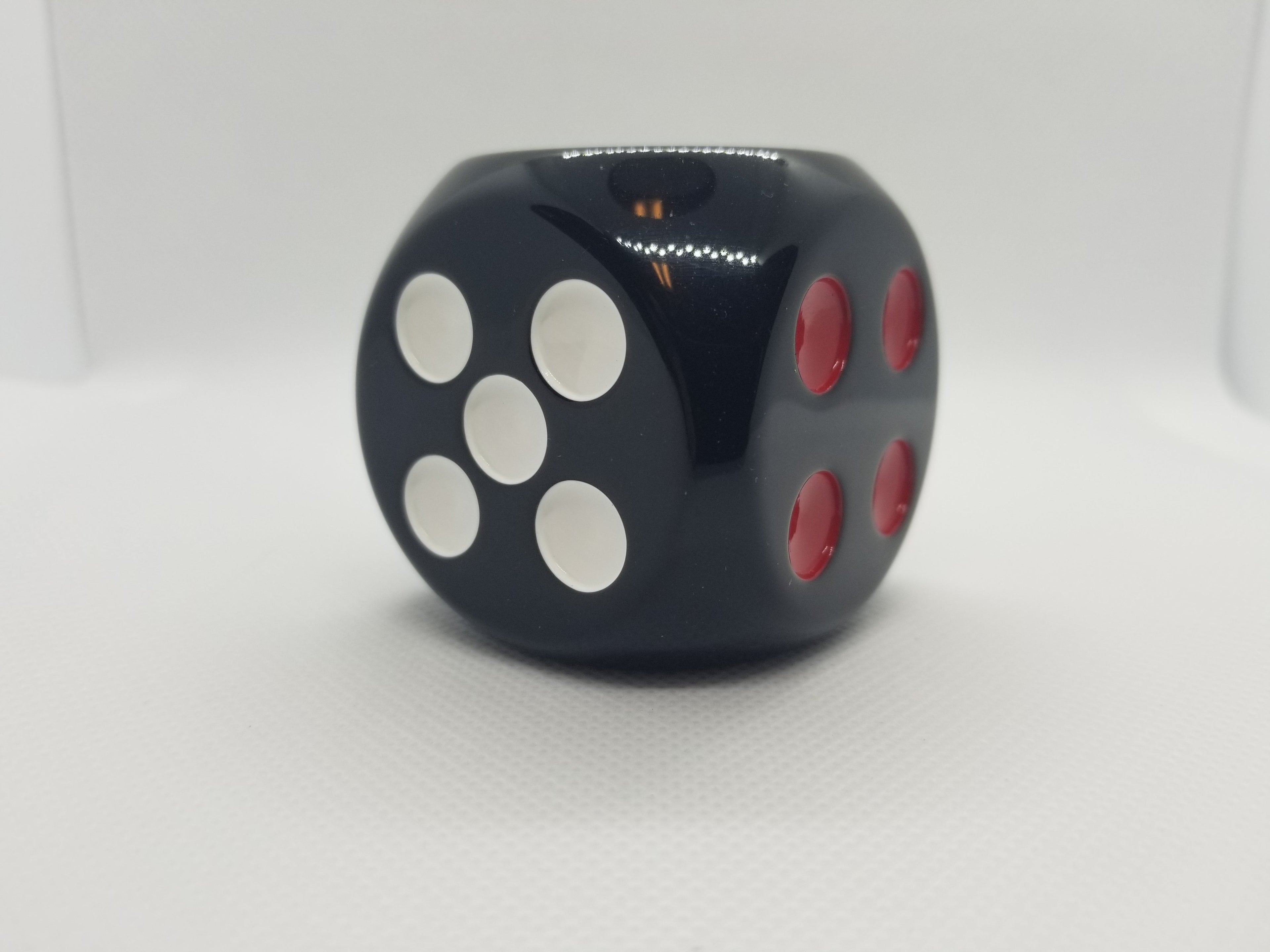 Opaque Black 50mm d6 with White Pips Jumbo Pipped Dice