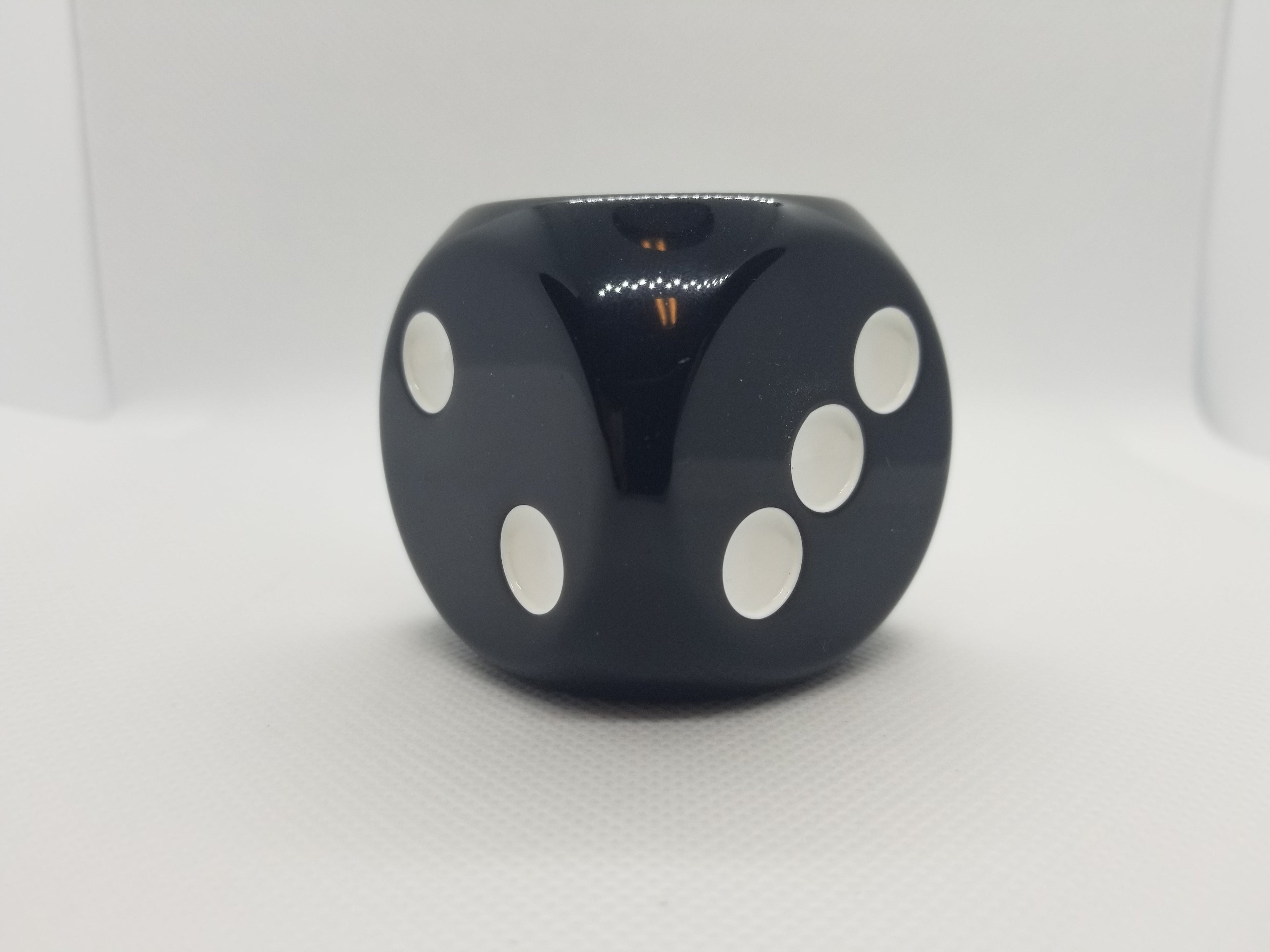 Opaque Black 50mm d6 with White Pips Jumbo Pipped Dice