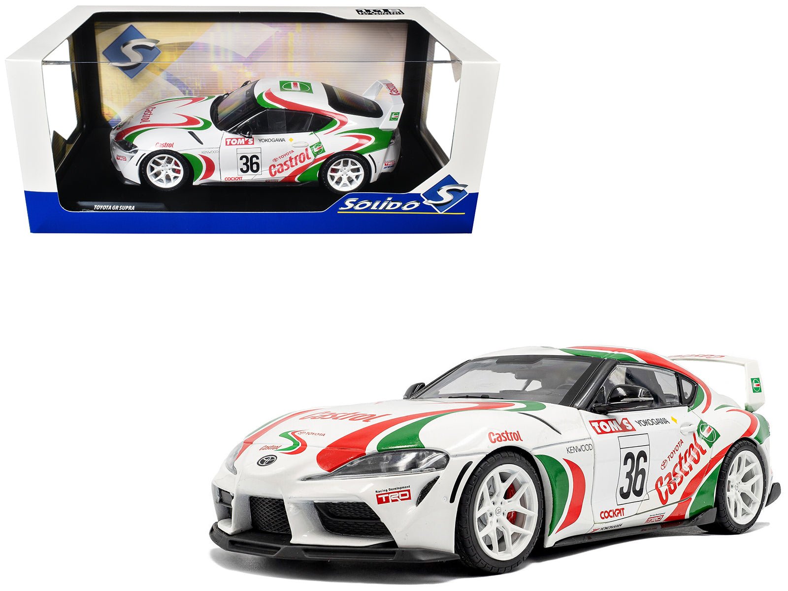 2024 Toyota GR Supra #36 "Toyota Racing Tribute" White with Green and Red Graphics 1/18 Diecast Model Car by Solido  free shipping USA