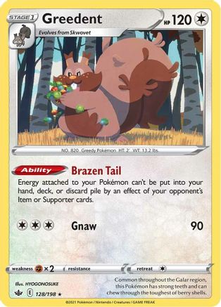 Greedent 128/198 - SWSH06 Chilling Reign Holofoil