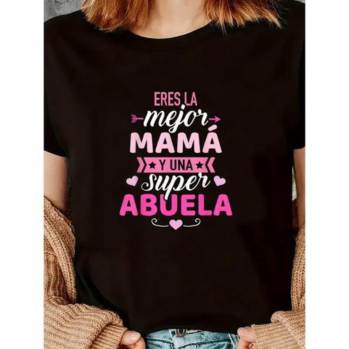 "Mejor Mamá" Mother’s Day T-Shirt – Black & Pink Letter Print Tee
