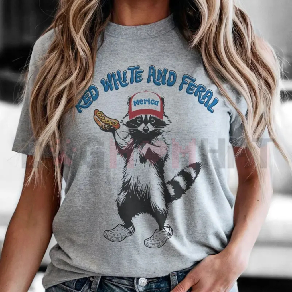 USA Feral Raccoon Patriotic T-Shirt