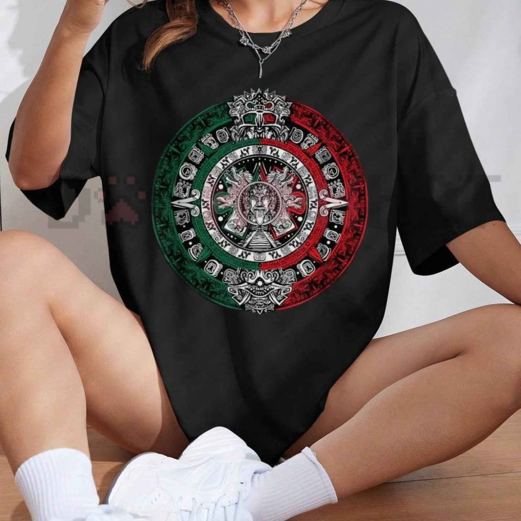Aztec Calendar Sun Stone T-Shirt – Mexican Heritage Flag Tee