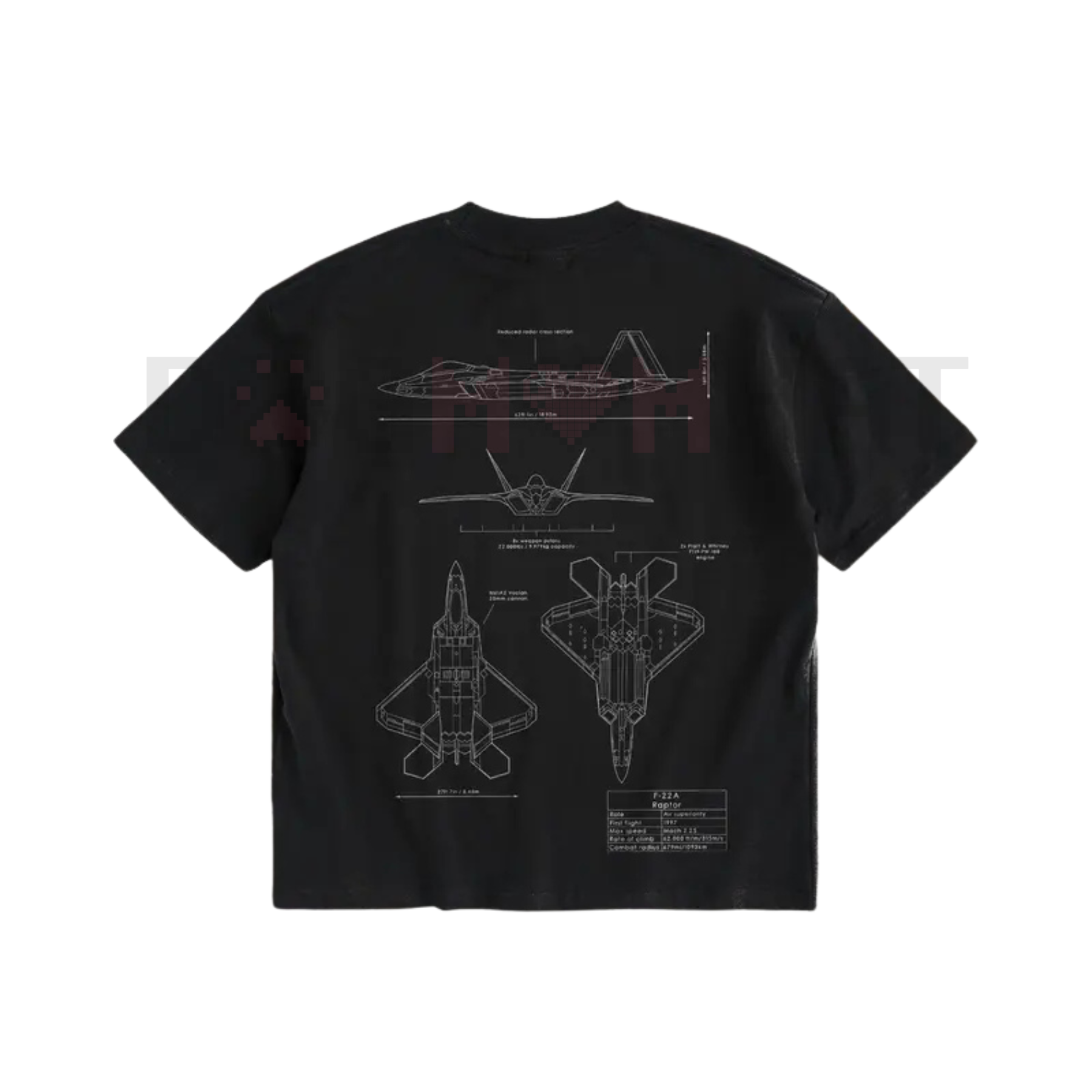 WARBORN F-22 Raptor Blueprint Double Sides T-Shirt – Vintage Lockheed Martin Graphic Tee