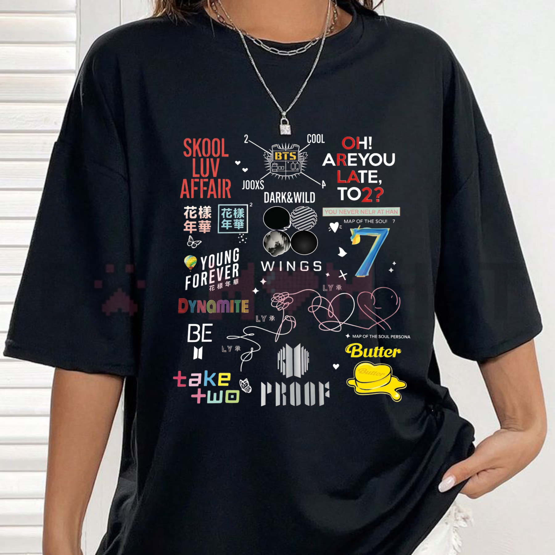 BTS Album Inspired Graphic T-Shirt – Retro K-Pop Discography Fan Tee
