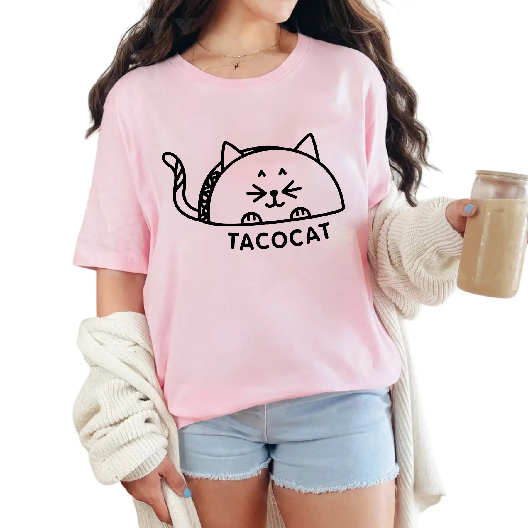 Tacocat Cute Palindrome Shirt – Funny Cat & Taco Graphic Tee for Cat Lovers