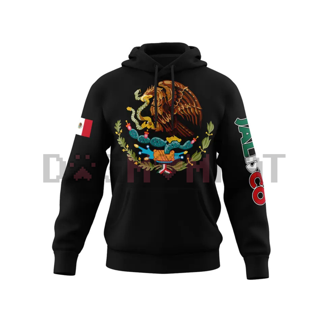 Mexico States Design Black Hoodie – Mapa de México Graphic Pullover