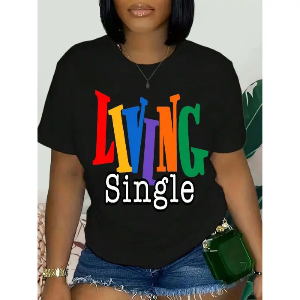 "Living Single" Graphic Cotton T-Shirt