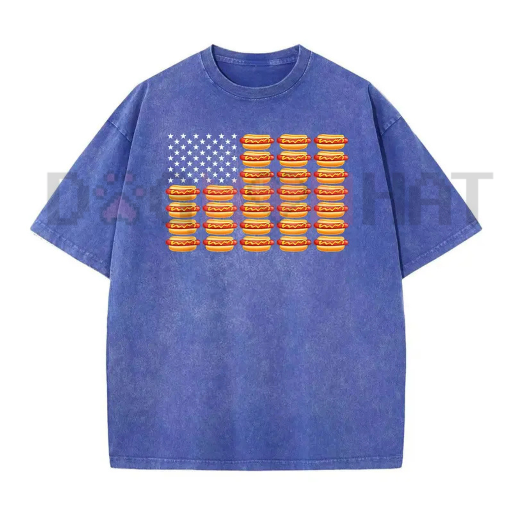Hot Dog American Flag Patriotic BBQ T-Shirt