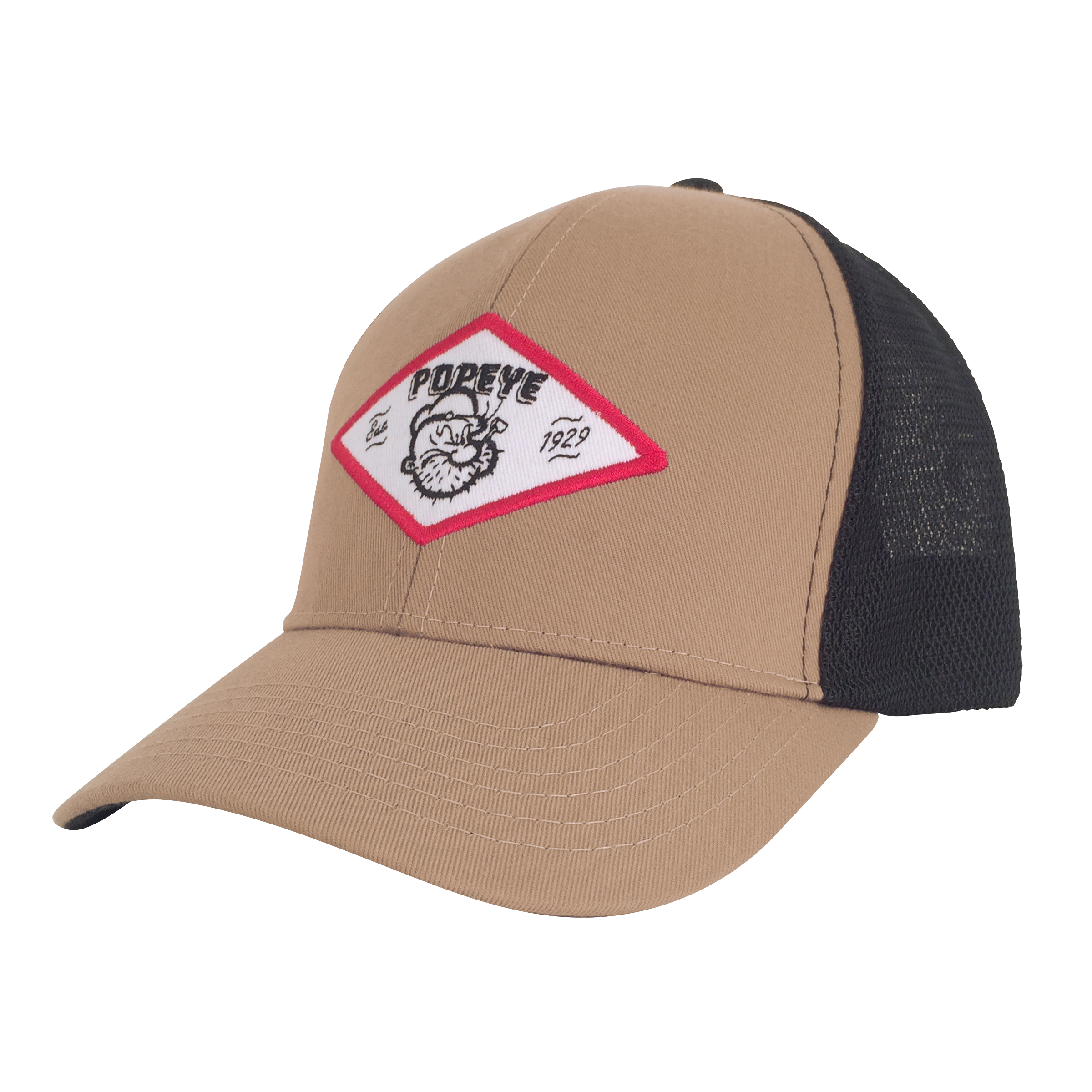 Popeye The Sailor Trucker Hat - Tan and Black