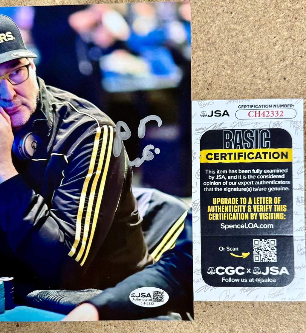 Poker Champion Phil Hellmuth “The Poker Brat” Autograph 8X10 Signed With JSA COA