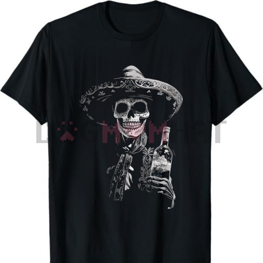 Vintage Skeleton Tequila T-Shirt – Dia De Los Muertos, La Catrina Sugar Skull Apparel, Day of the Dead Tee