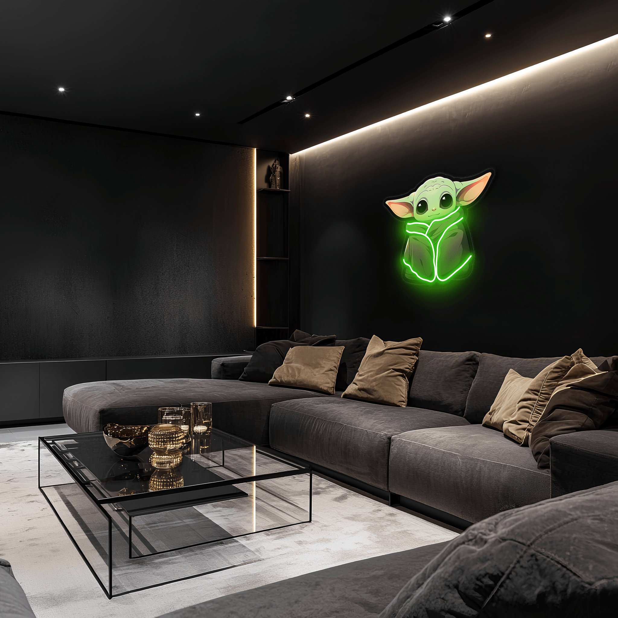 Yoda LED Neon Wall Sign Star Wars Pop Culture Gaming Room Decor with Ambient Glow Light