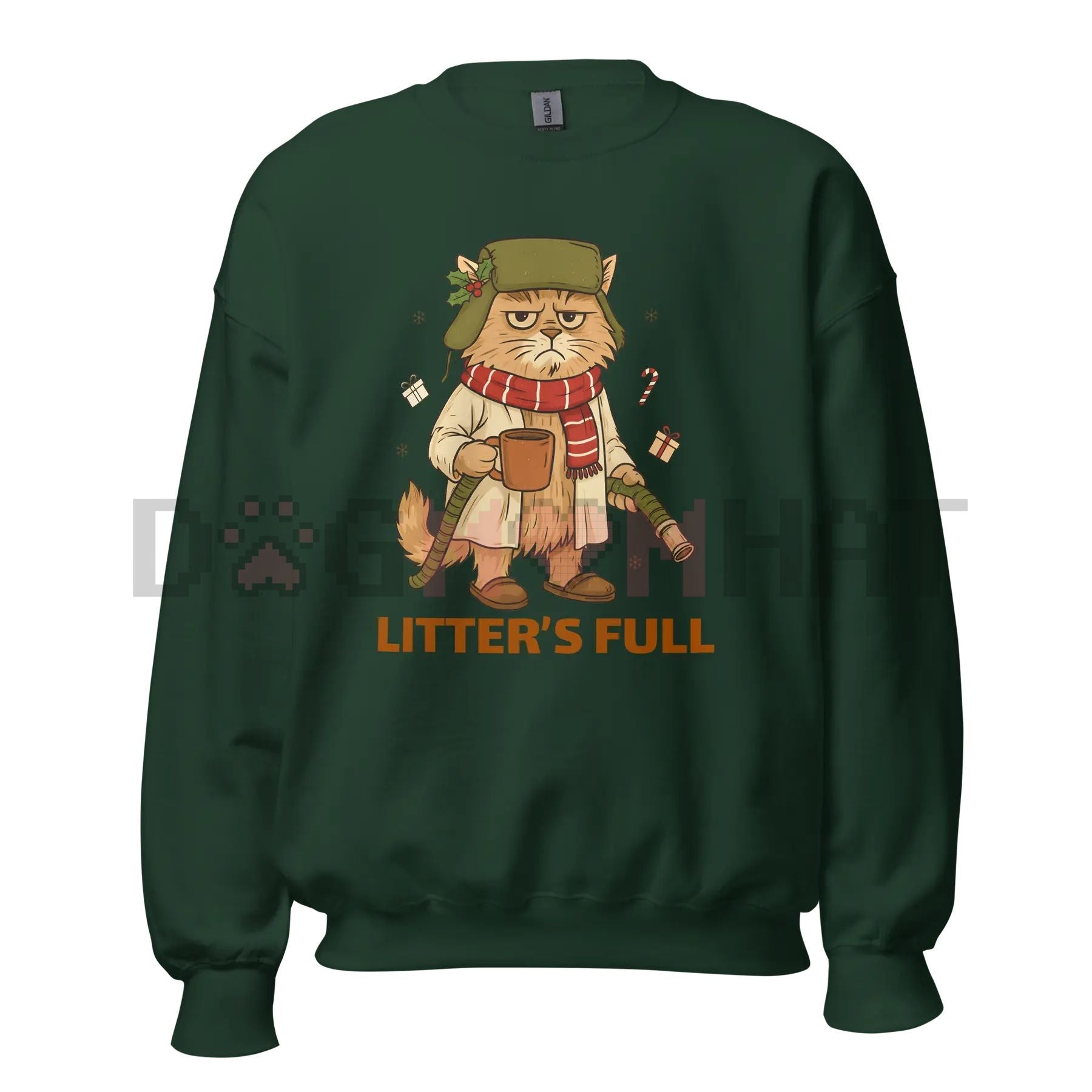 Funny Cat Lover 'Litter's Full' Unisex Crewneck Sweatshirt – Relatable Pet Owner Slogan