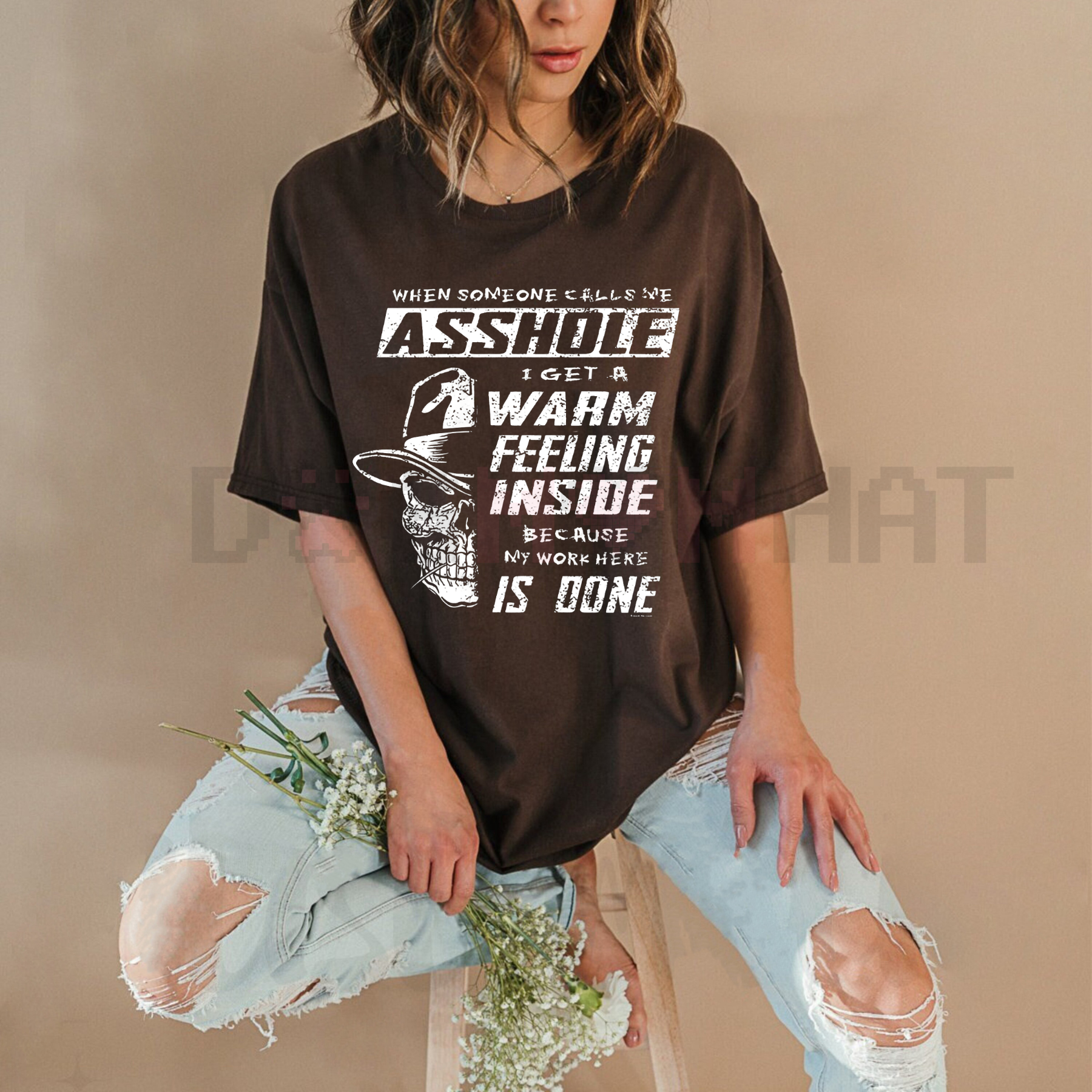 "Warm Feeling Inside" Dark Humor Skull T-Shirt