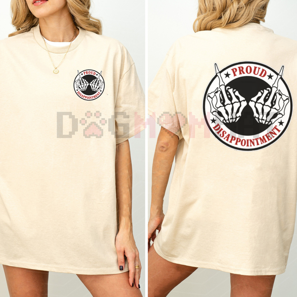 "PROUD DISAPPOINTMENT" Defiant Bone Hand Graphic Crewneck Tee
