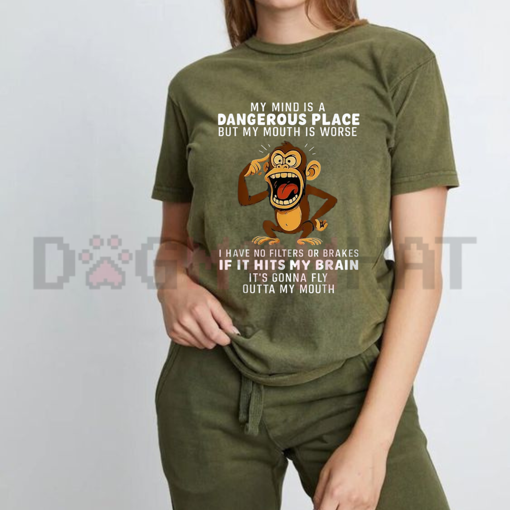 "My Mind Is a Dangerous Place" Slogan T-Shirt