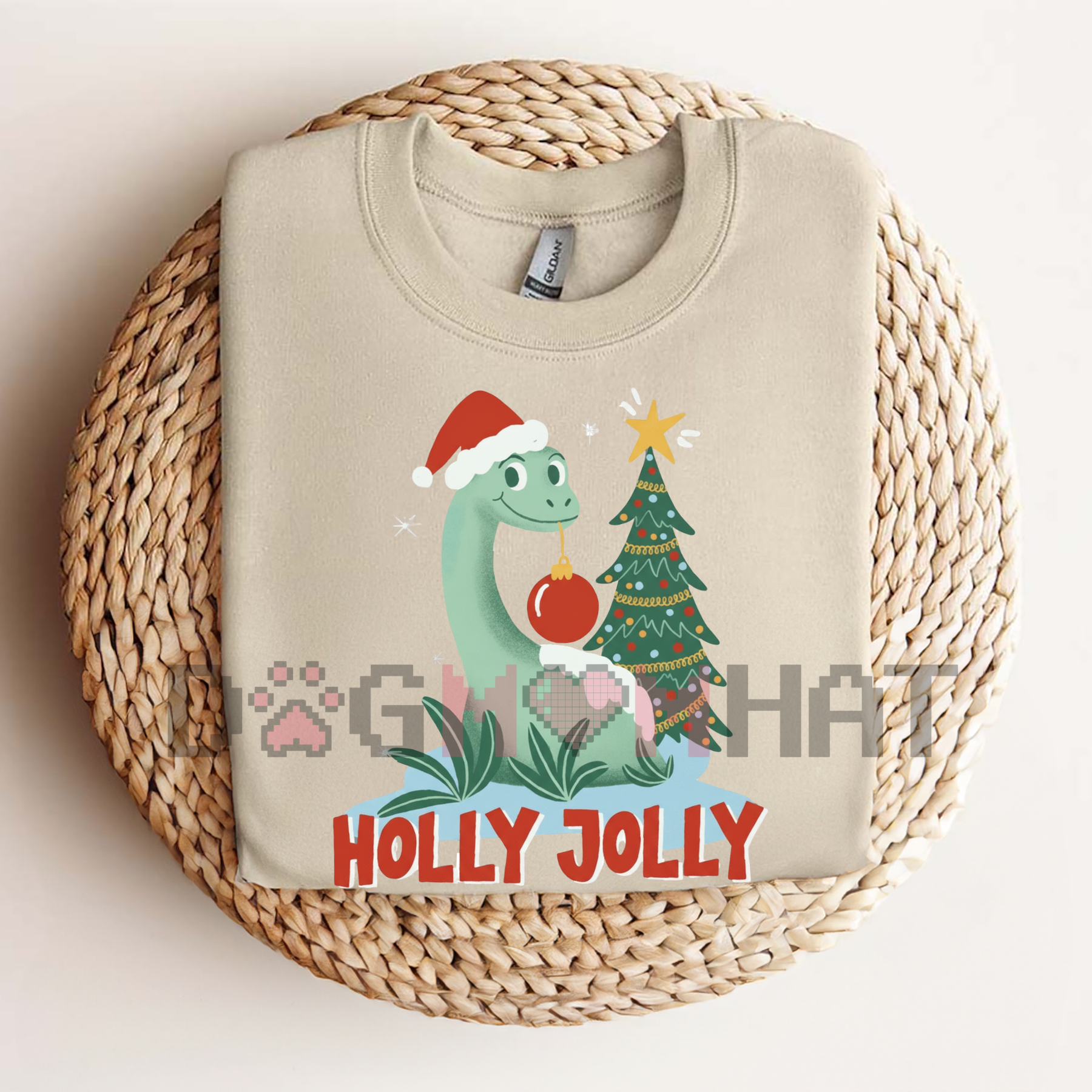Light Green "Holly Jolly" Tee – Unisex Christmas Holiday Shirt