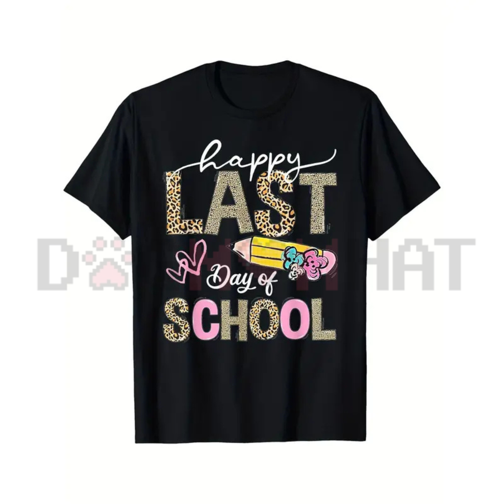 "Happy Last Day Of School" Leopard Print T-Shirt