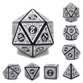 White Magic Flame 7-Dice Set DND RPG Dice Black w/Color Fill