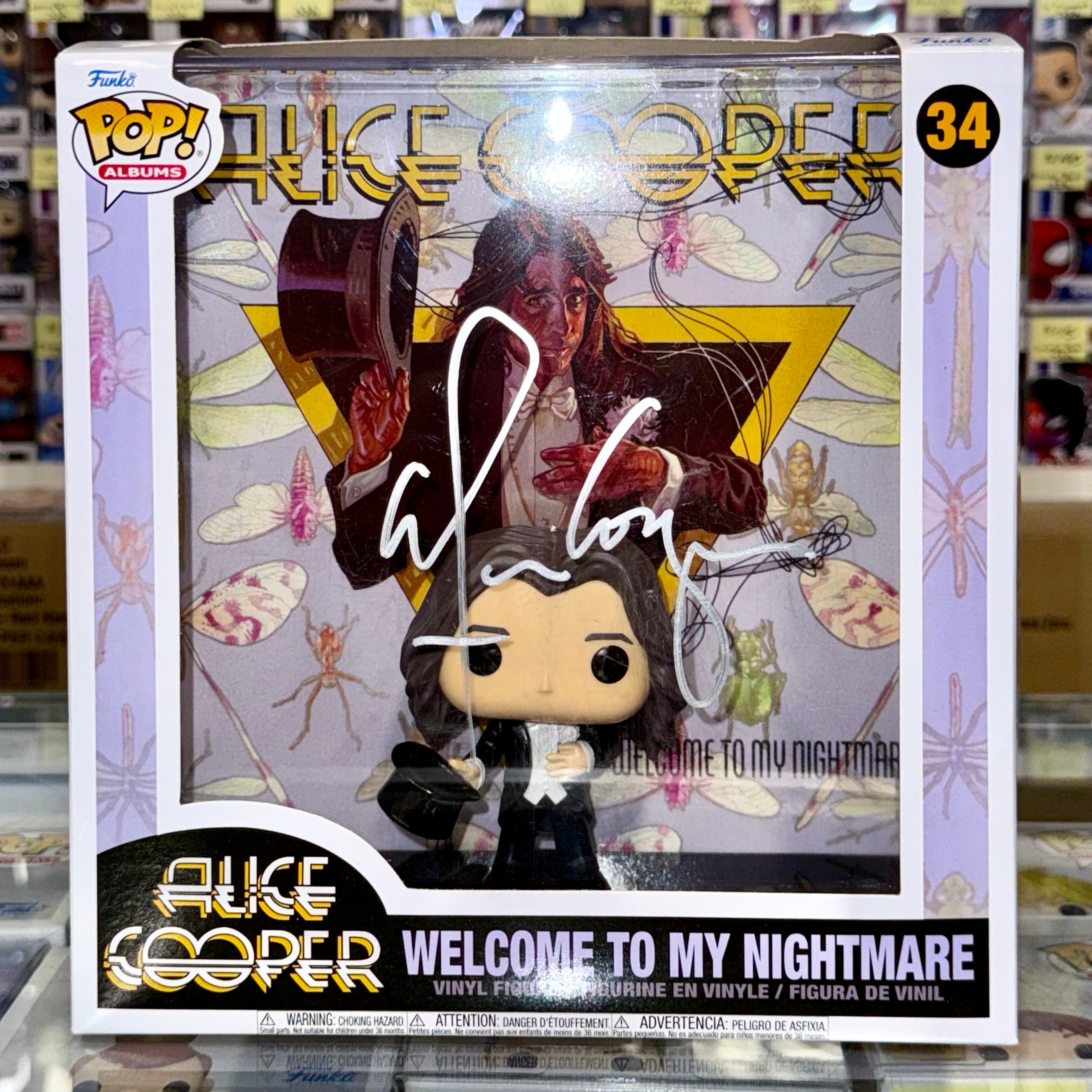 Alice Cooper Signed Welcome To My Nightmare  Funko Pop! Albums #34 With PSA COA