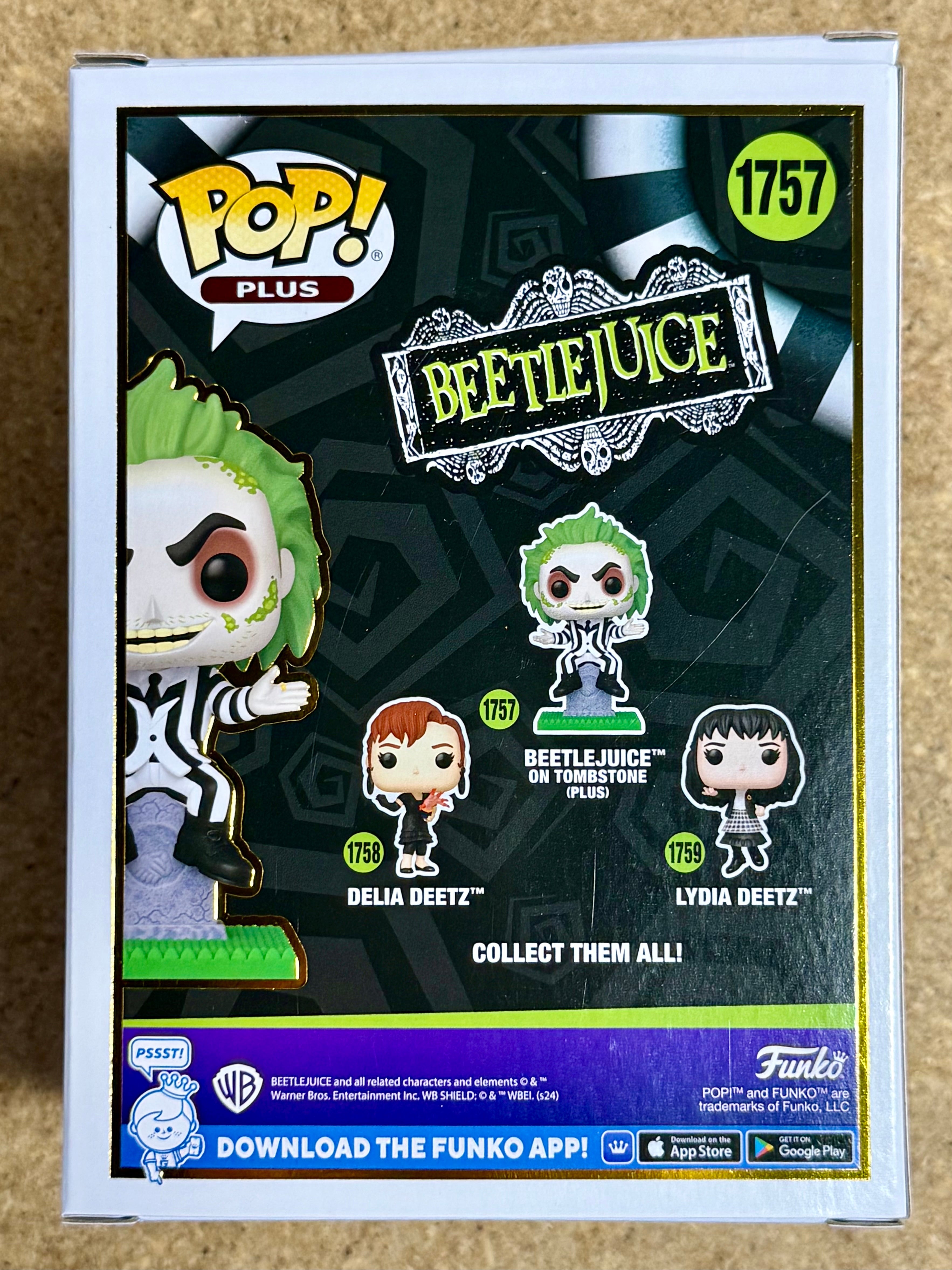 Funko Pop! Plus Movies Beetlejuice On Tombstone #1757 Glow 2024 Exclusive
