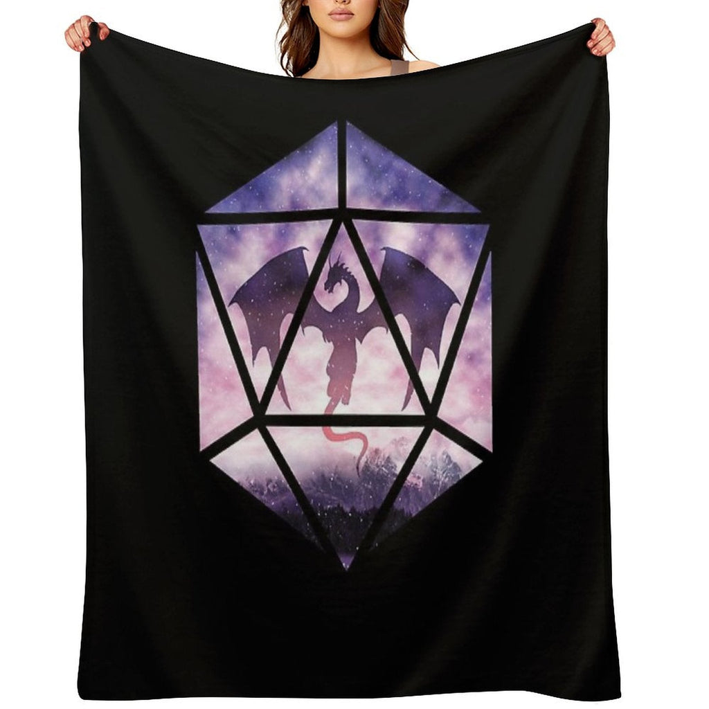 Purple Sky Dragon D20 Throw Blanket