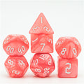 Red Macaron 7-Dice Blend Set w/White Numbers